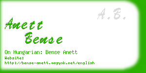 anett bense business card